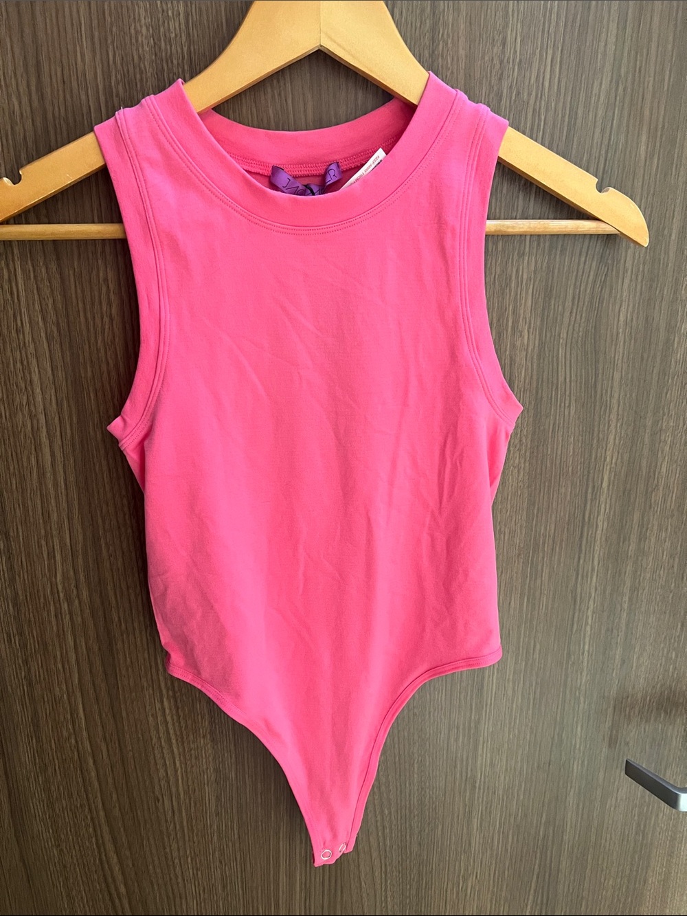 Sleeveless Hot Pink women’s Bodysuit - Classic Crew Neck size S/M